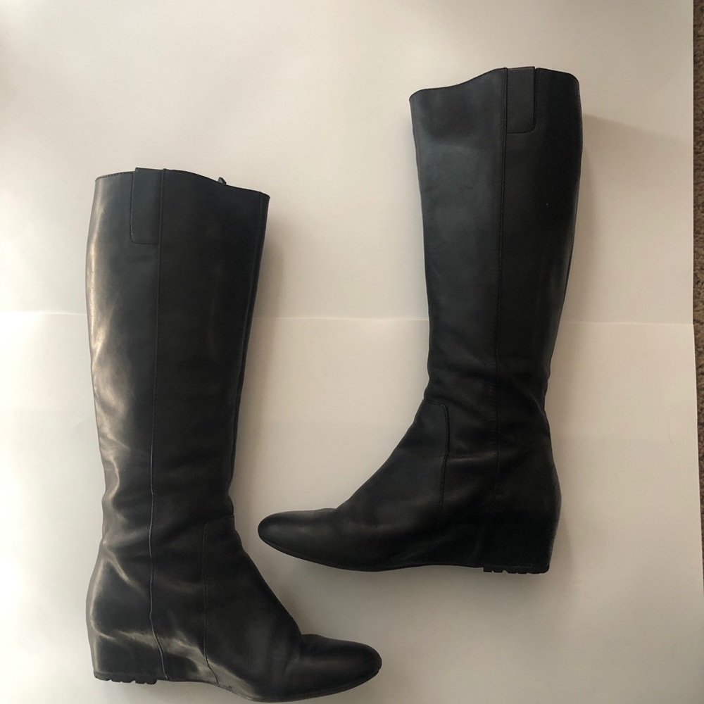 Black Leather Nine West Riding Boots
